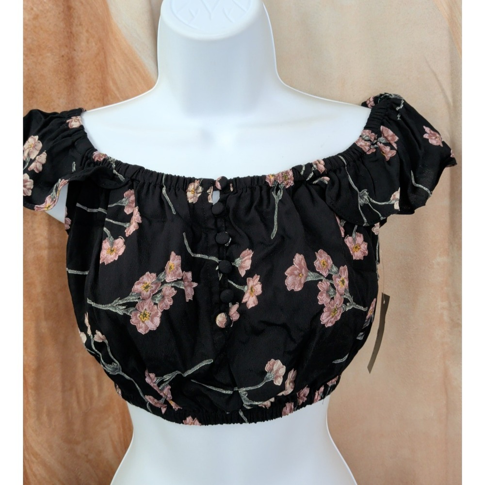 Flynn Skye Floral Black Crop Top